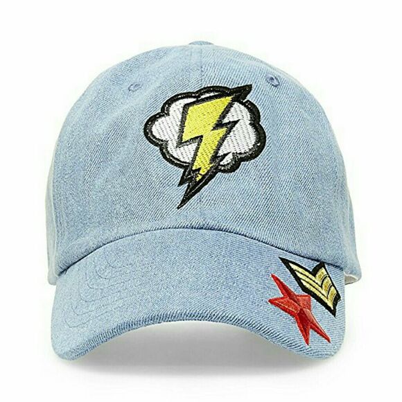 Steve Madden Denim Hat Womens Bolts Patch Adjustable Back Blue - Picture 2 of 10